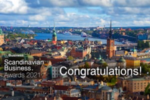 Stockholm view with the text Scandinavian Business Awards 2021